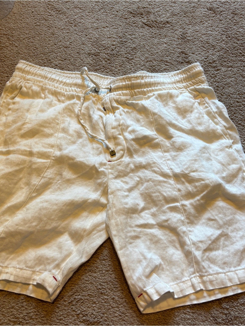 Isaia White Shorts with Red Logo Tag